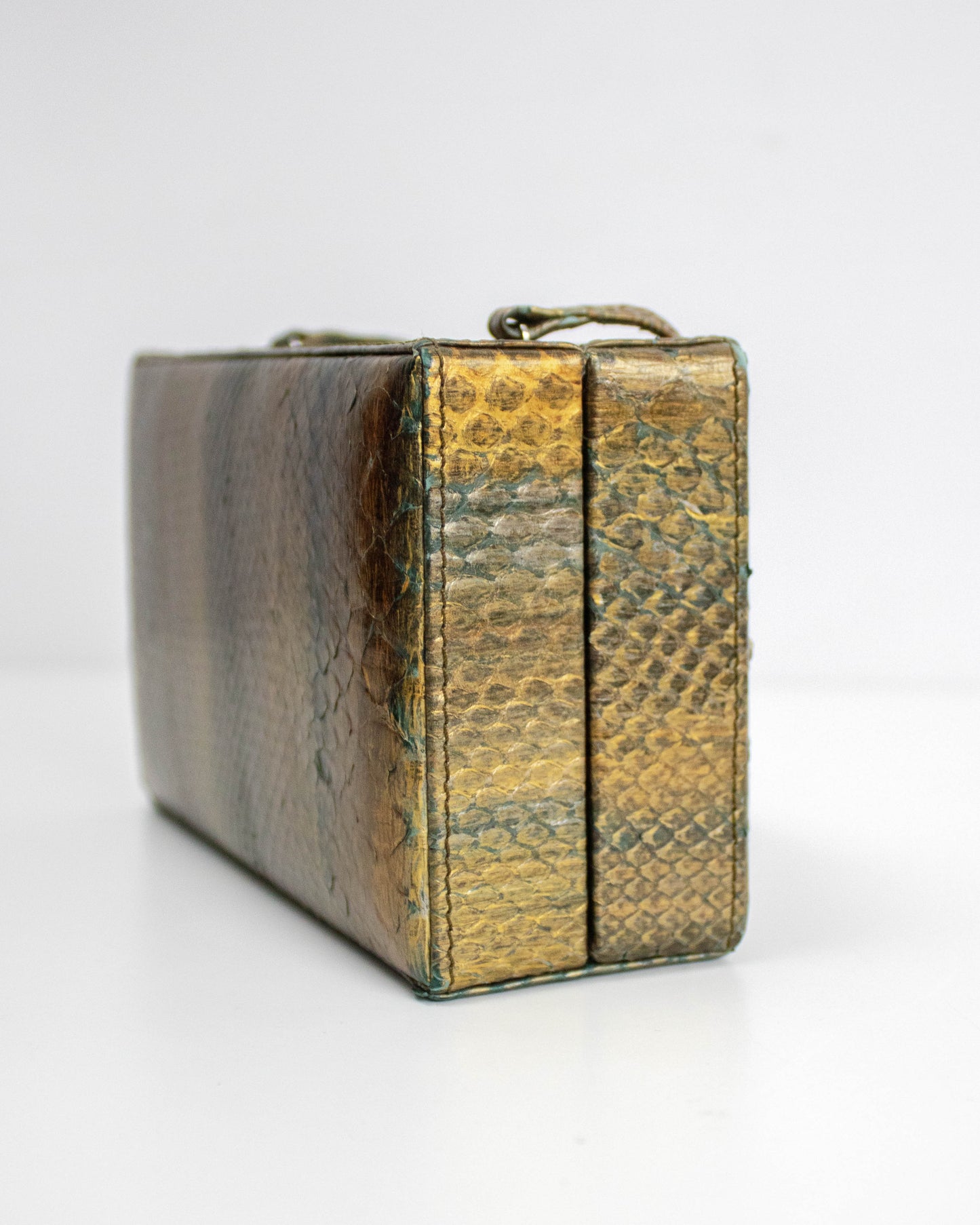 Vintage 2000s Calvin Klein Collection Python Leather Bronze/Gold Clutch Bag