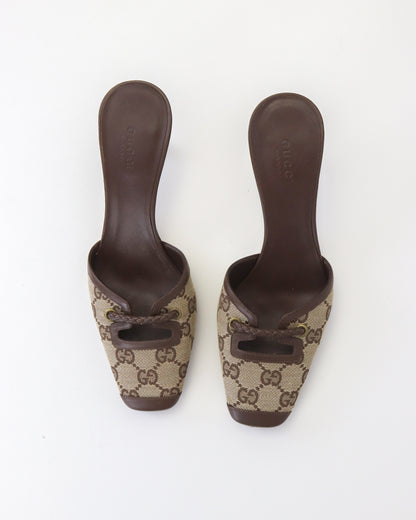 Vintage 2000s Gucci Classic GG Monogram Kitten Heel Mules / 36 (US 6)