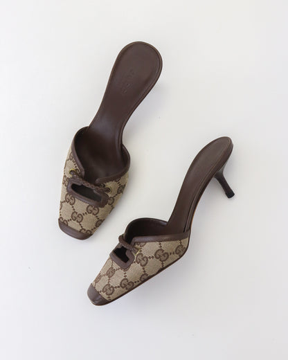 Vintage 2000s Gucci Classic GG Monogram Kitten Heel Mules / 36 (US 6)