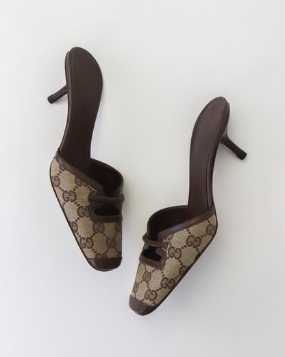 Vintage 2000s Gucci Classic GG Monogram Kitten Heel Mules / 36 (US 6)