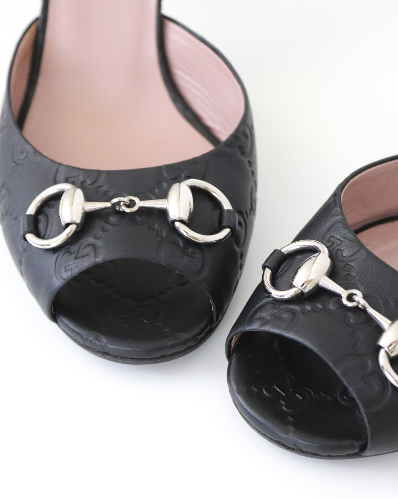 Vintage 2000s Gucci GG Monogram Black Guccissima Mules Horsebit Detail / 38.5 (US 8.5)