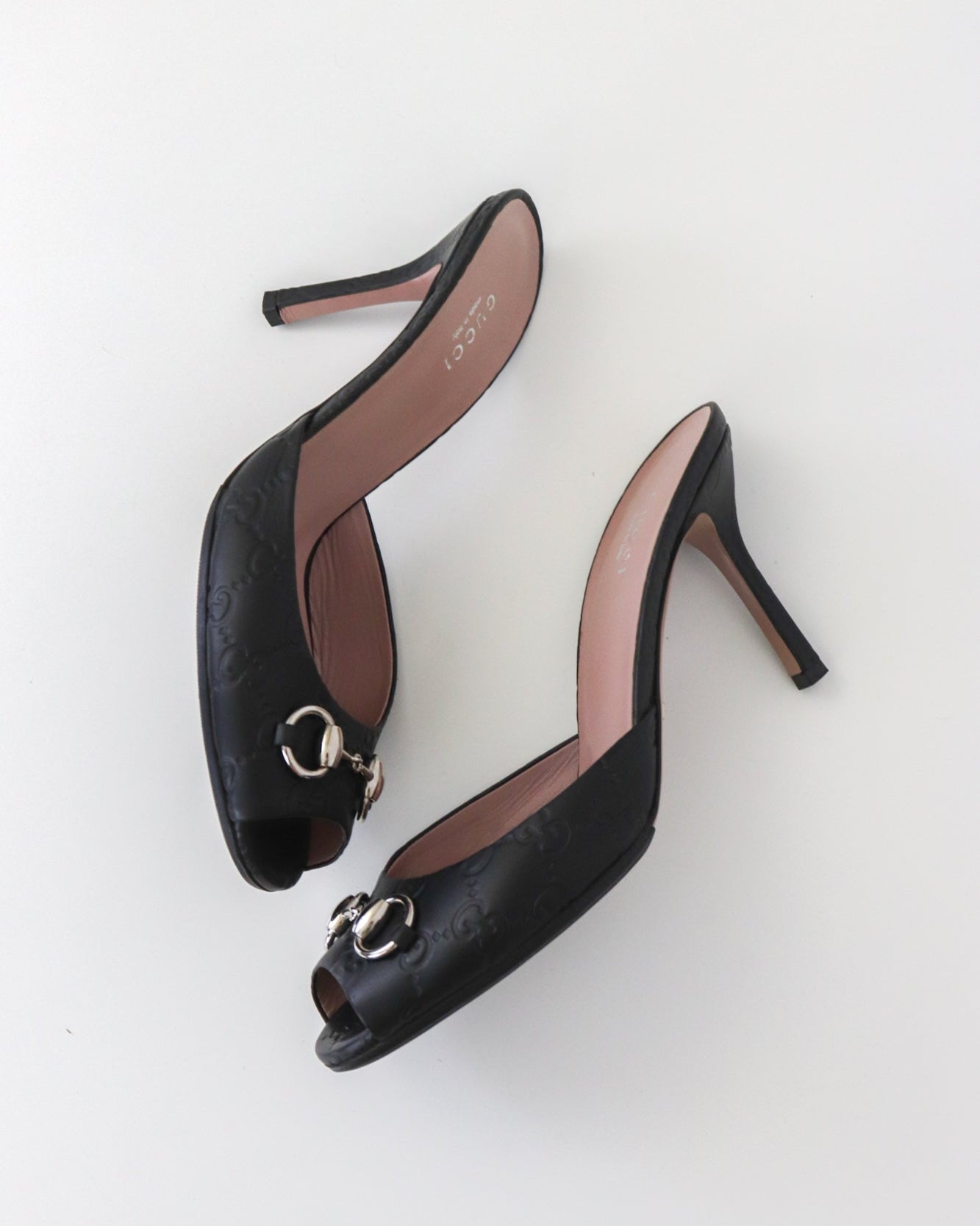 Vintage 2000s Gucci GG Monogram Black Guccissima Mules Horsebit Detail / 38.5 (US 8.5)