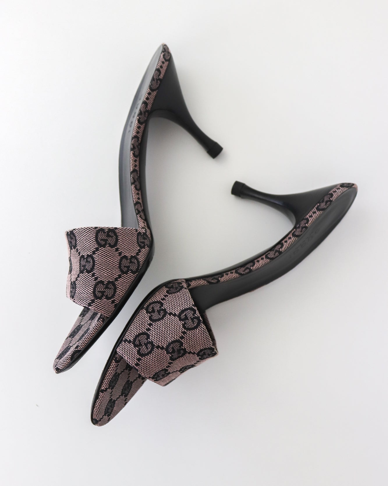 Vintage 2000s Gucci GG Monogram Canvas Pale Pink Mule Heels / 38 (US 8)