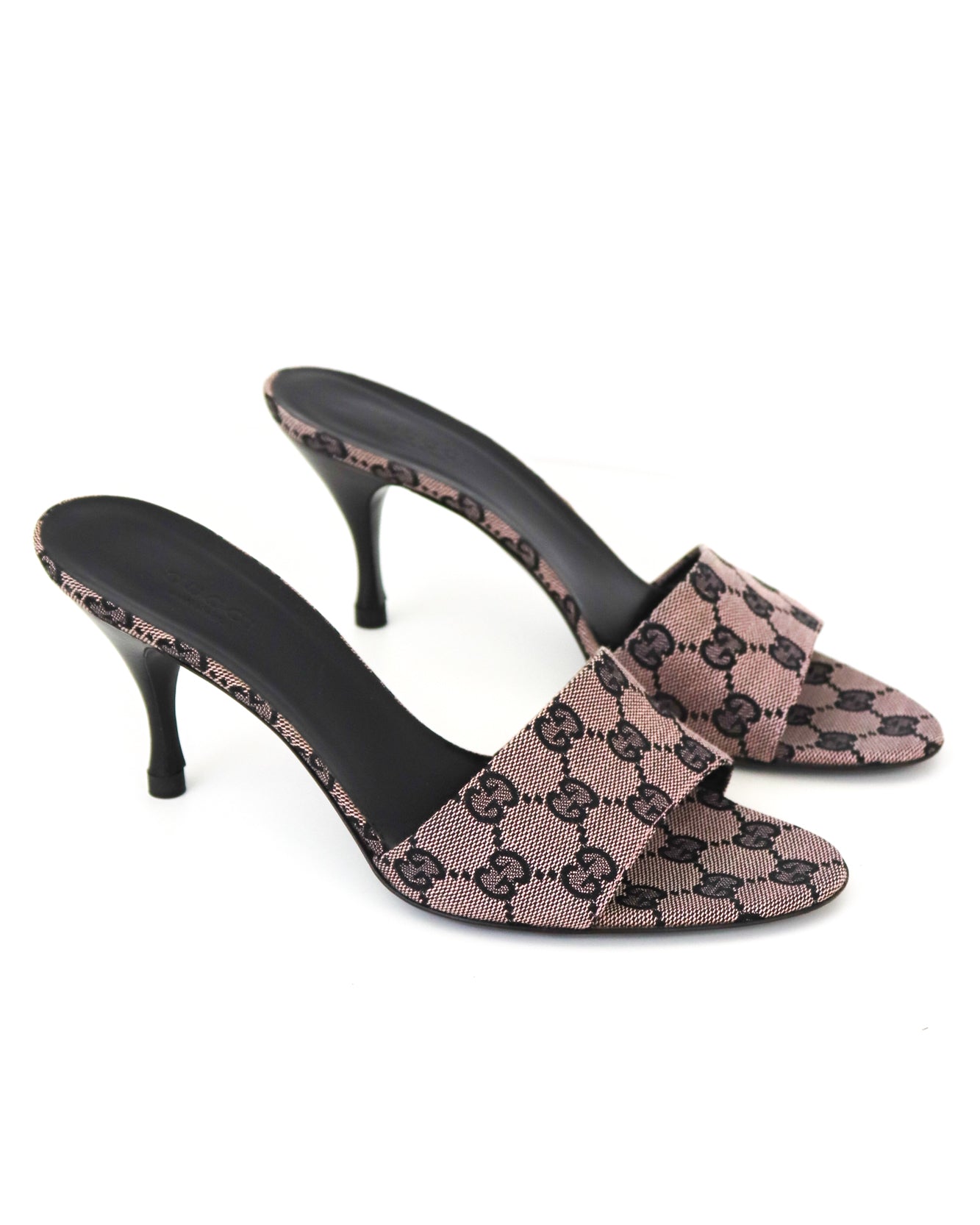 Vintage 2000s Gucci GG Monogram Canvas Pale Pink Mule Heels / 38 (US 8)