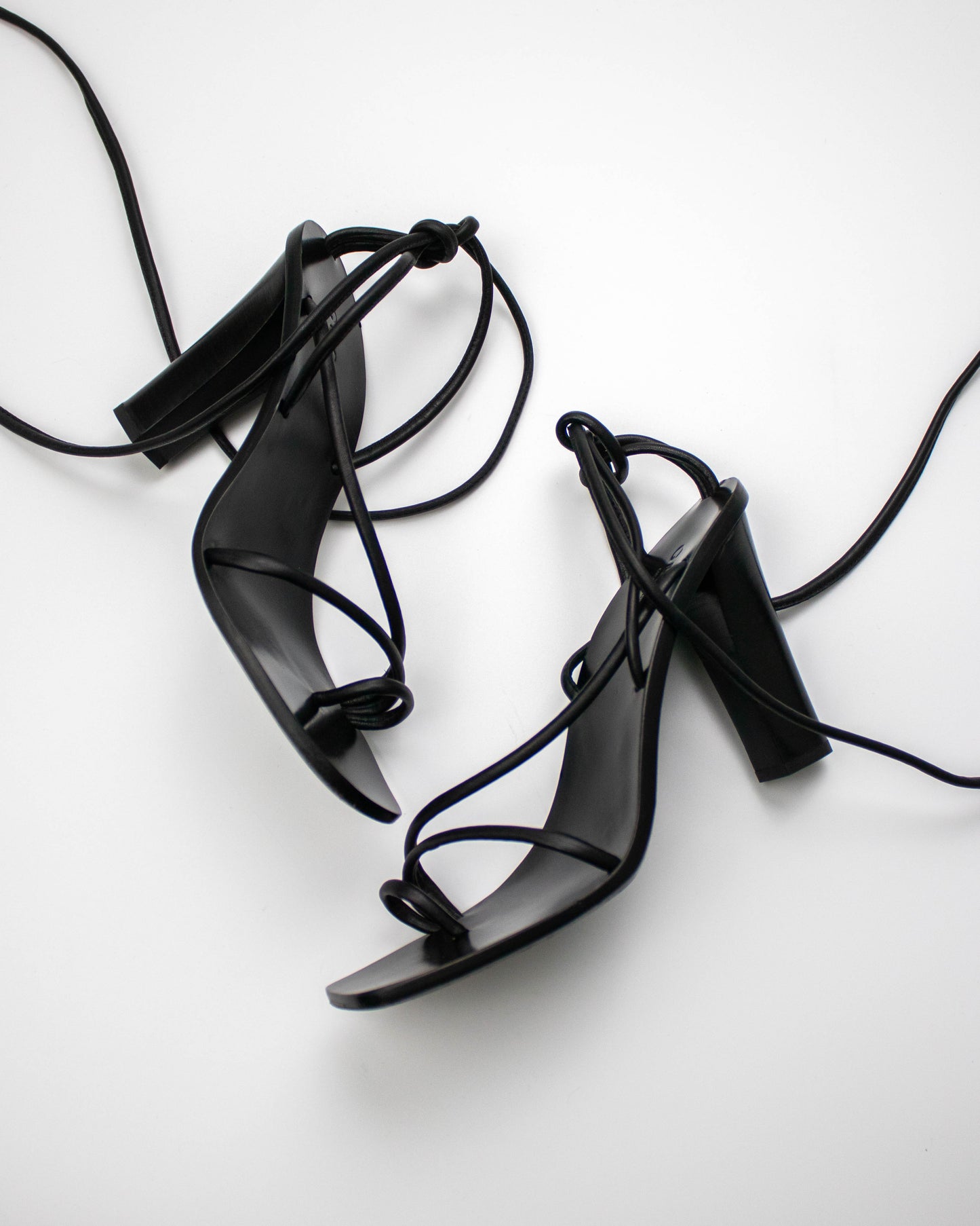 Vintage 2000s Gucci by Tom Ford Black Leather Ankle Wrap Heels / 36 (US 6)