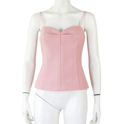 Vintage 2000s Miu Miu Prada Baby Pink Wool Mohair Bustier Top / IT 42 (S)