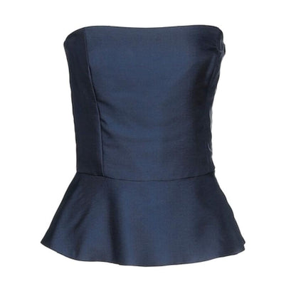 Vintage 2000s Ralph Lauren Collection Viscose Silk Boned Corset Peplum Top / XS