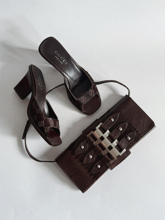Vintage 2005 Calvin Klein Collection Ostrich Leather Baguette Bag