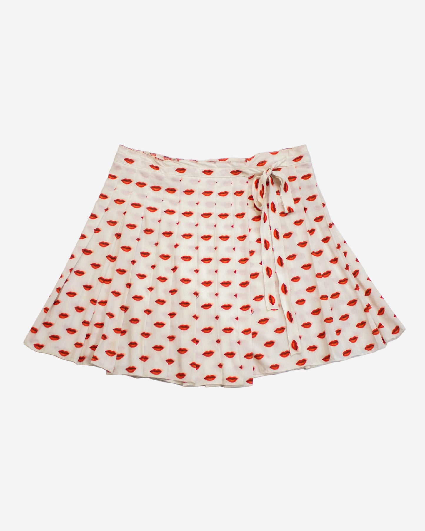 Vintage 2010 Prada Lips Print Pleated Wrap Skirt / IT 40 (S)