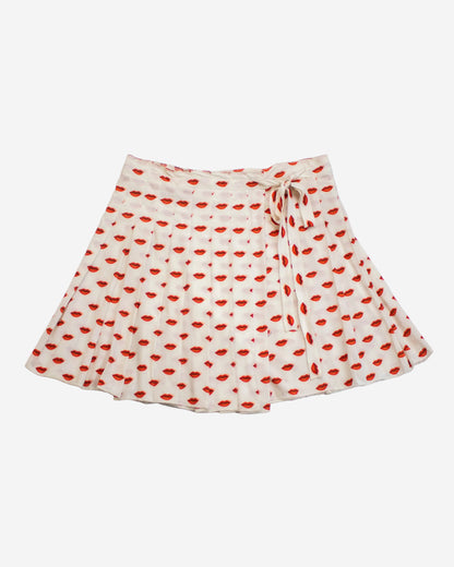 Vintage 2010 Prada Lips Print Pleated Wrap Skirt / IT 40 (S)