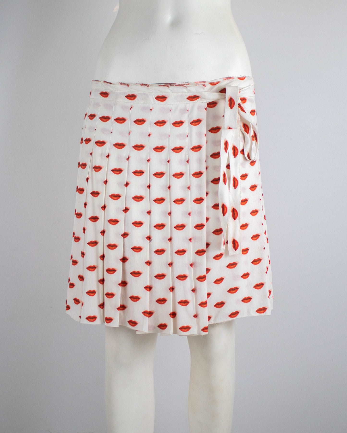 Vintage 2010 Prada Lips Print Pleated Wrap Skirt / IT 40 (S)