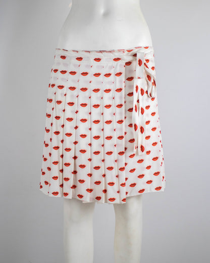 Vintage 2010 Prada Lips Print Pleated Wrap Skirt / IT 40 (S)