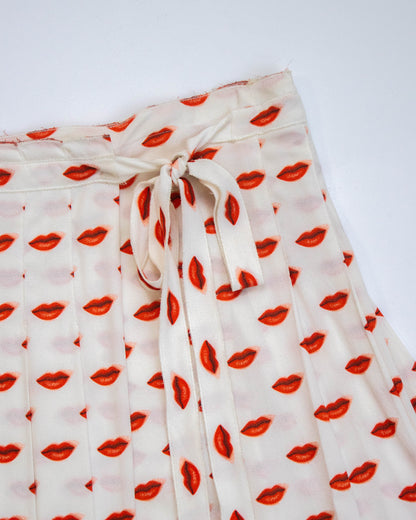 Vintage 2010 Prada Lips Print Pleated Wrap Skirt / IT 40 (S)