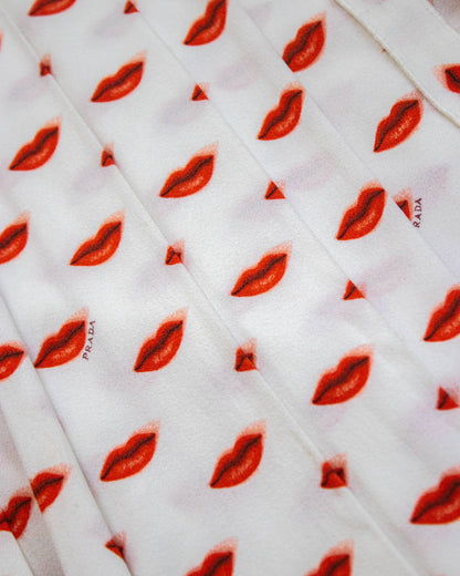 Vintage 2010 Prada Lips Print Pleated Wrap Skirt / IT 40 (S)