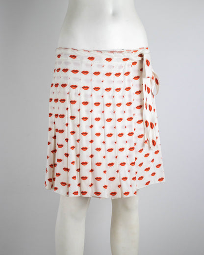 Vintage 2010 Prada Lips Print Pleated Wrap Skirt / IT 40 (S)
