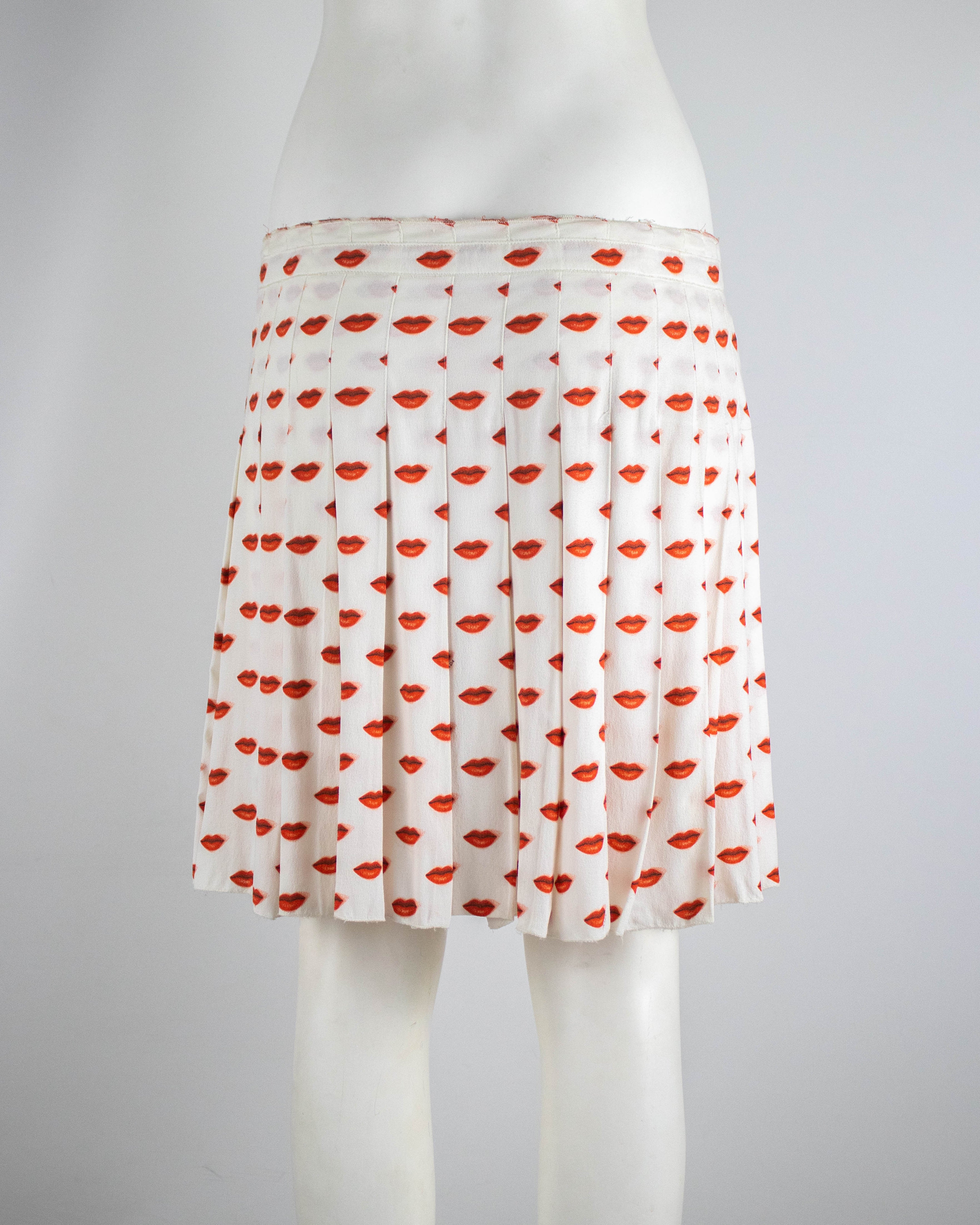 Vintage 2010 Prada Lips Print Pleated Wrap Skirt / IT 40 (S