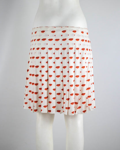 Vintage 2010 Prada Lips Print Pleated Wrap Skirt / IT 40 (S)