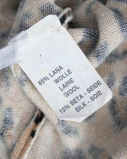 Vintage Blumarine F/W 1998 Leopard Lace Print Mink Fur Collar Cardigan / S