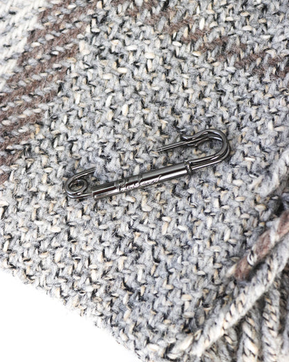 Vintage Burberry Grey Nova Check Thick Textured Wool Wrap Kilt Skirt / IT 40 (S)