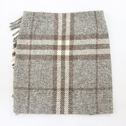Vintage Burberry Grey Nova Check Thick Textured Wool Wrap Kilt Skirt / IT 40 (S)