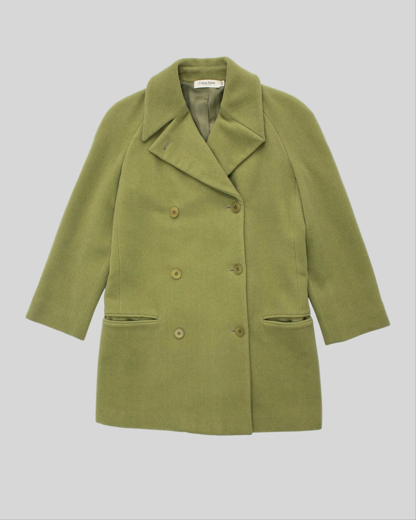 Vintage Calvin Klein Collection Angora Rabbit Hair Wool Double-Breasted Coat / XS