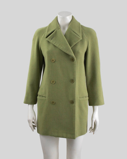 Vintage Calvin Klein Collection Angora Rabbit Hair Wool Double-Breasted Coat / XS