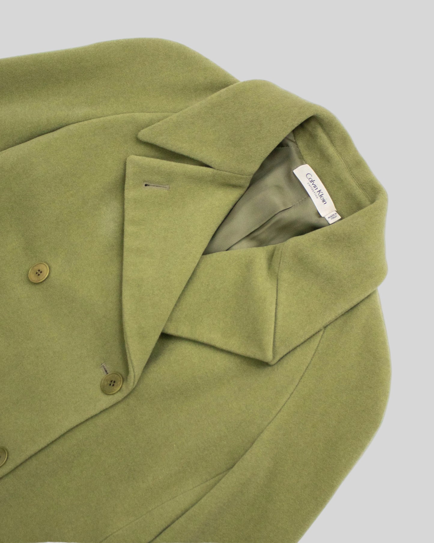 Vintage Calvin Klein Collection Angora Rabbit Hair Wool Double-Breasted Coat / XS