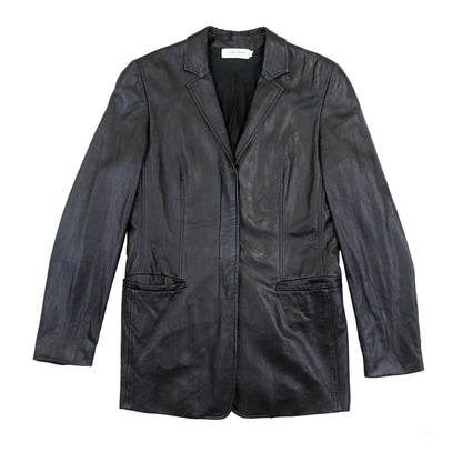 Vintage Calvin Klein Collection Black Soft Leather Blazer Jacket / 4 (XS-S)