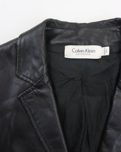 Vintage Calvin Klein Collection Black Soft Leather Blazer Jacket / 4 (XS-S)