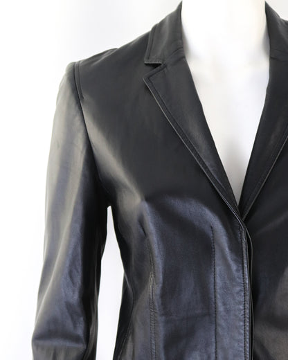 Vintage Calvin Klein Collection Black Soft Leather Blazer Jacket / 4 (XS-S)
