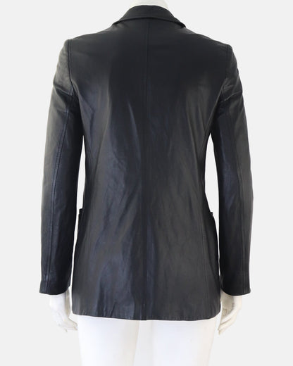 Vintage Calvin Klein Collection Black Soft Leather Blazer Jacket / 4 (XS-S)