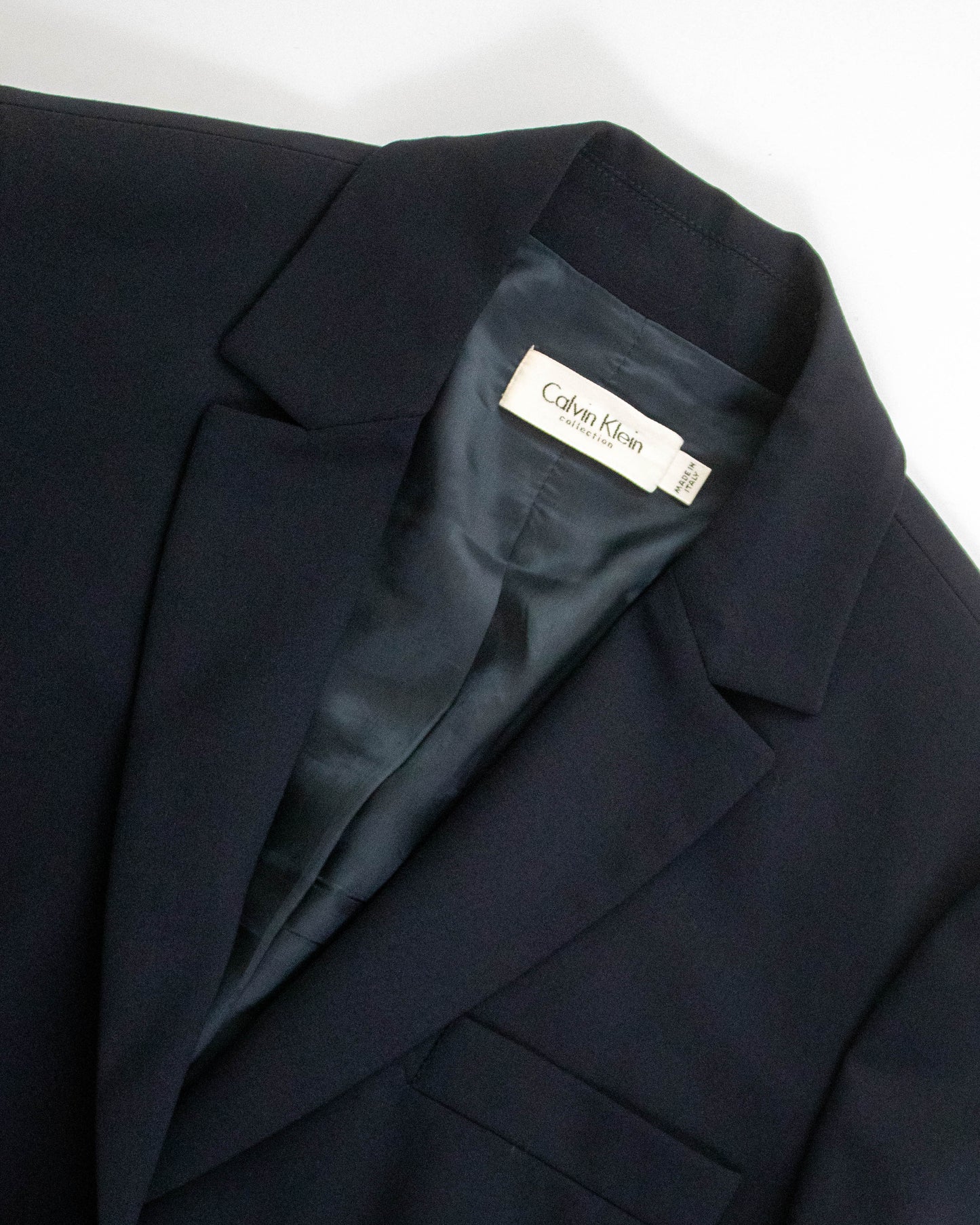 Vintage Calvin Klein Collection Navy Wool Blazer / S-M (8)