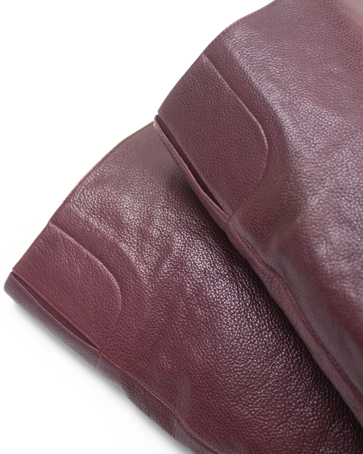 Vintage Chanel Burgundy Caviar Leather CC Logo Boots / 37 (US 7)