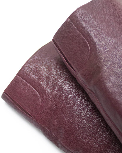 Vintage Chanel Burgundy Caviar Leather CC Logo Boots / 37 (US 7)