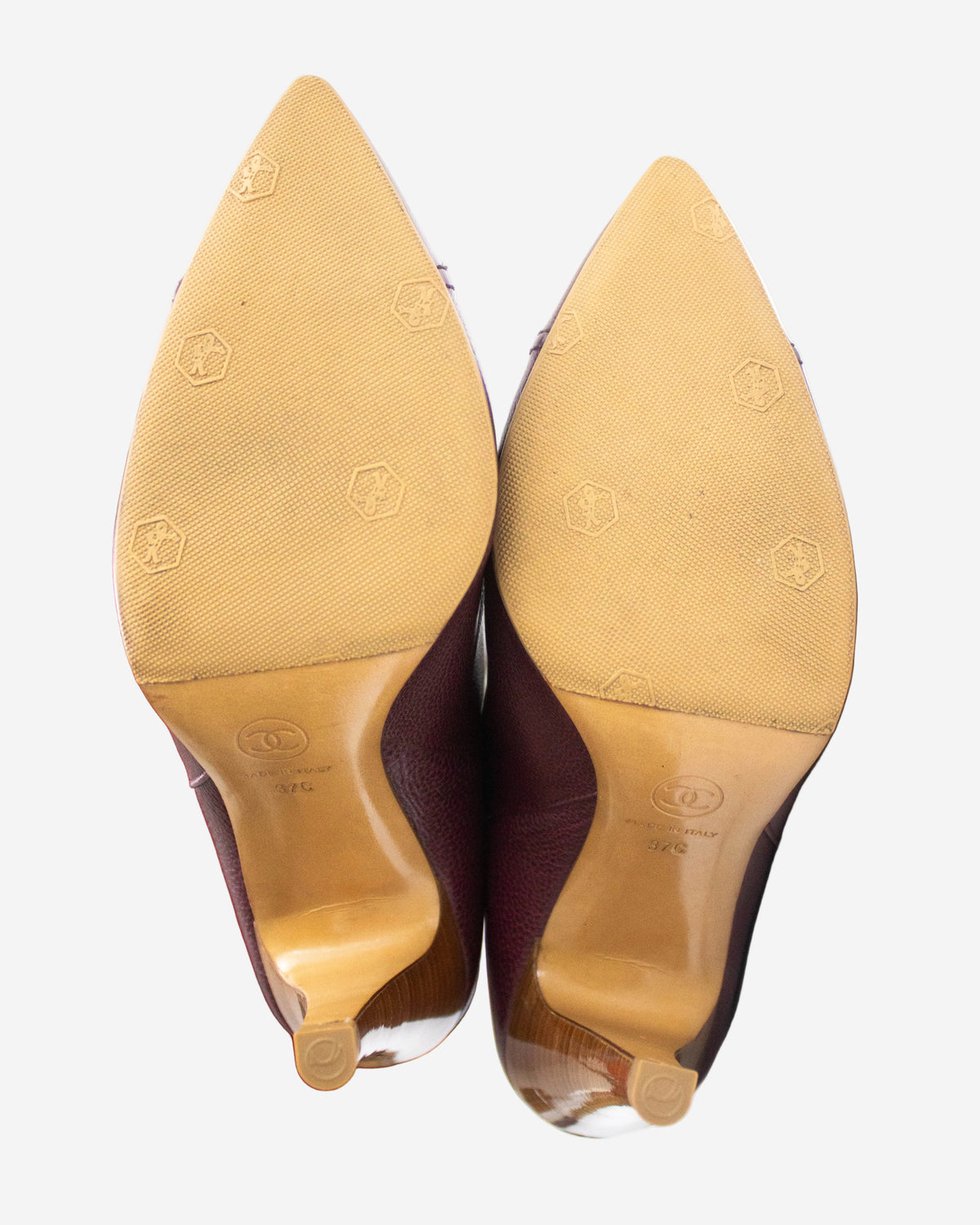 Vintage Chanel Burgundy Caviar Leather CC Logo Boots / 37 (US 7)