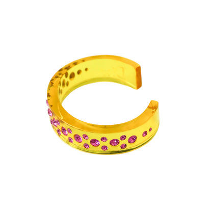 Vintage Christian Dior Galliano Era Yellow Lucite Pink Swarovski Crystal Bracelet As seen in Sex And The City