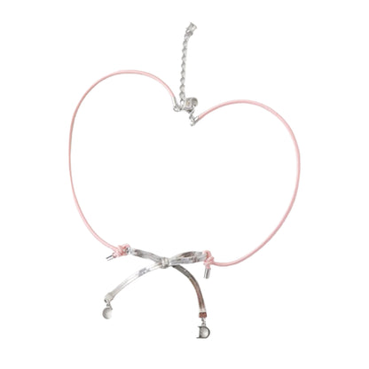 Vintage Christian Dior Silver Pink Chord Choker CD Logo Ribbon Necklace