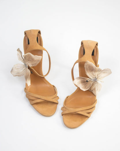 Vintage Dolce&Gabbana D&G Beige Butterfly Ankle Strap Heels / 37.5 (US 7.5)
