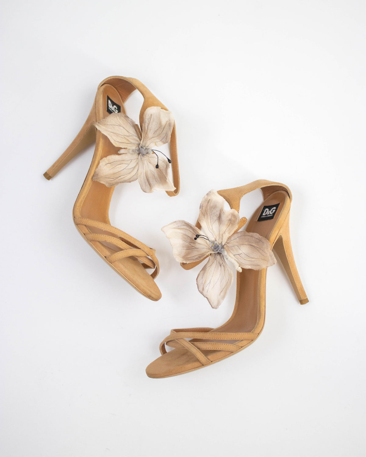 Vintage Dolce&Gabbana D&G Beige Butterfly Ankle Strap Heels / 37.5 (US 7.5)