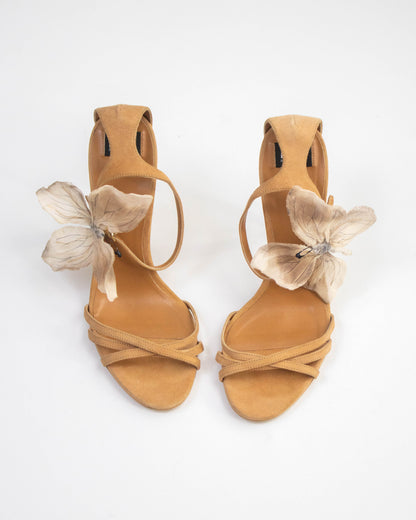 Vintage Dolce&Gabbana D&G Beige Butterfly Ankle Strap Heels / 37.5 (US 7.5)