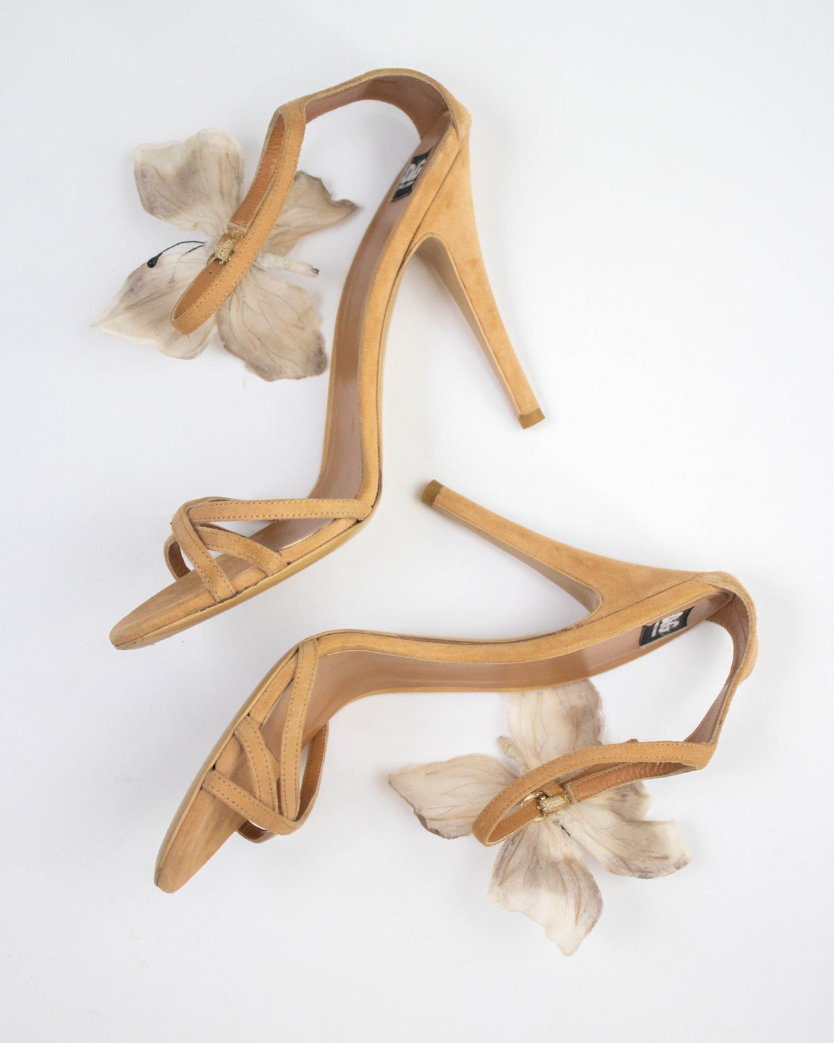 Vintage Dolce&Gabbana D&G Beige Butterfly Ankle Strap Heels / 37.5 (US 7.5)