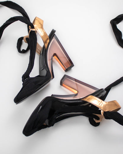 Vintage Dries Van Noten S/S 2012 Ankle Wrap Runway Heels / 35 (US 5)