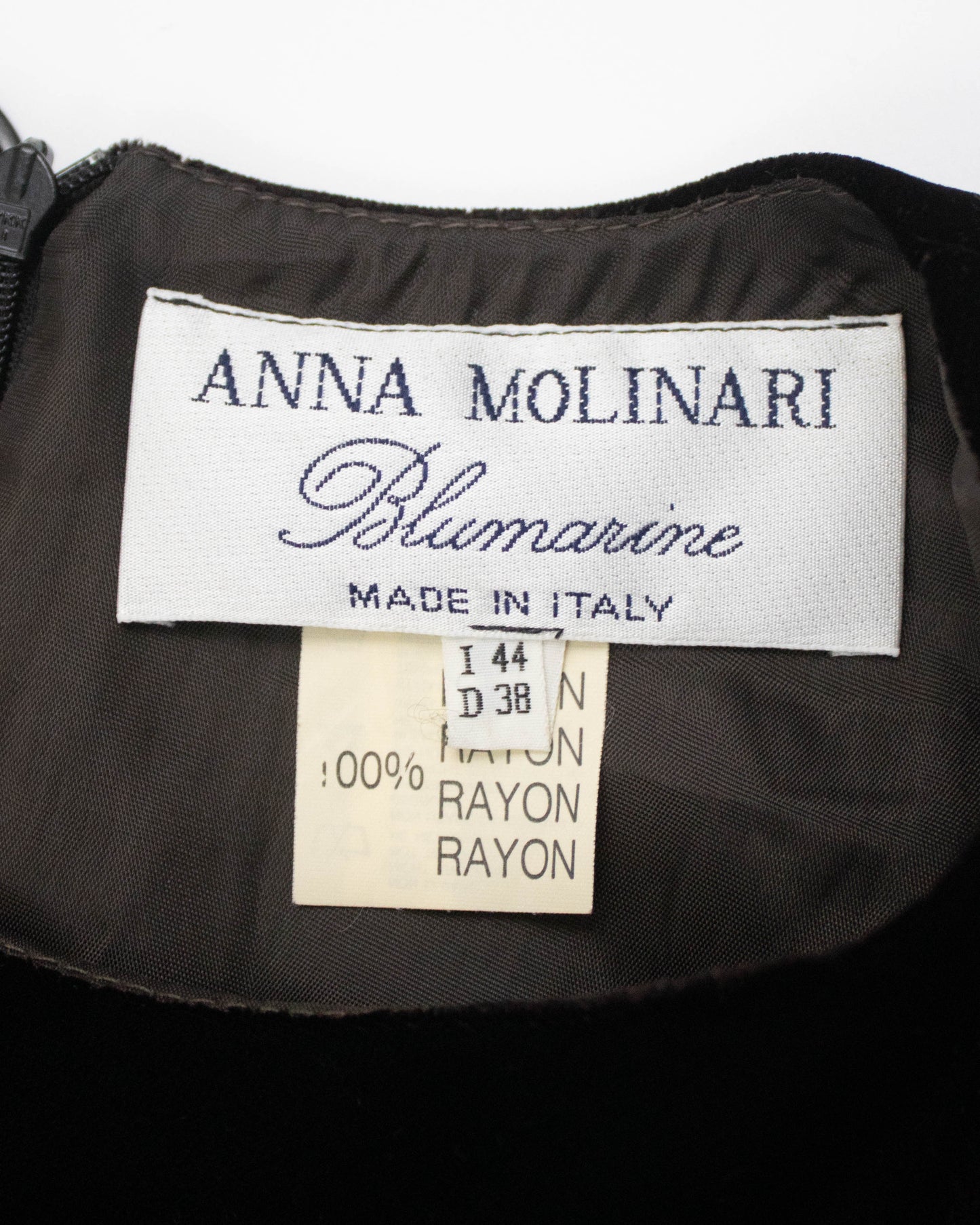 Vintage Early 1990s Blumarine by Anna Molinari Mink Fur Cuff Velvet Dress / S-M