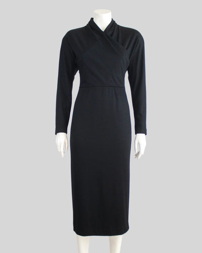  Calvin Klein Fall/Winter 1986 black midi runway dress front view