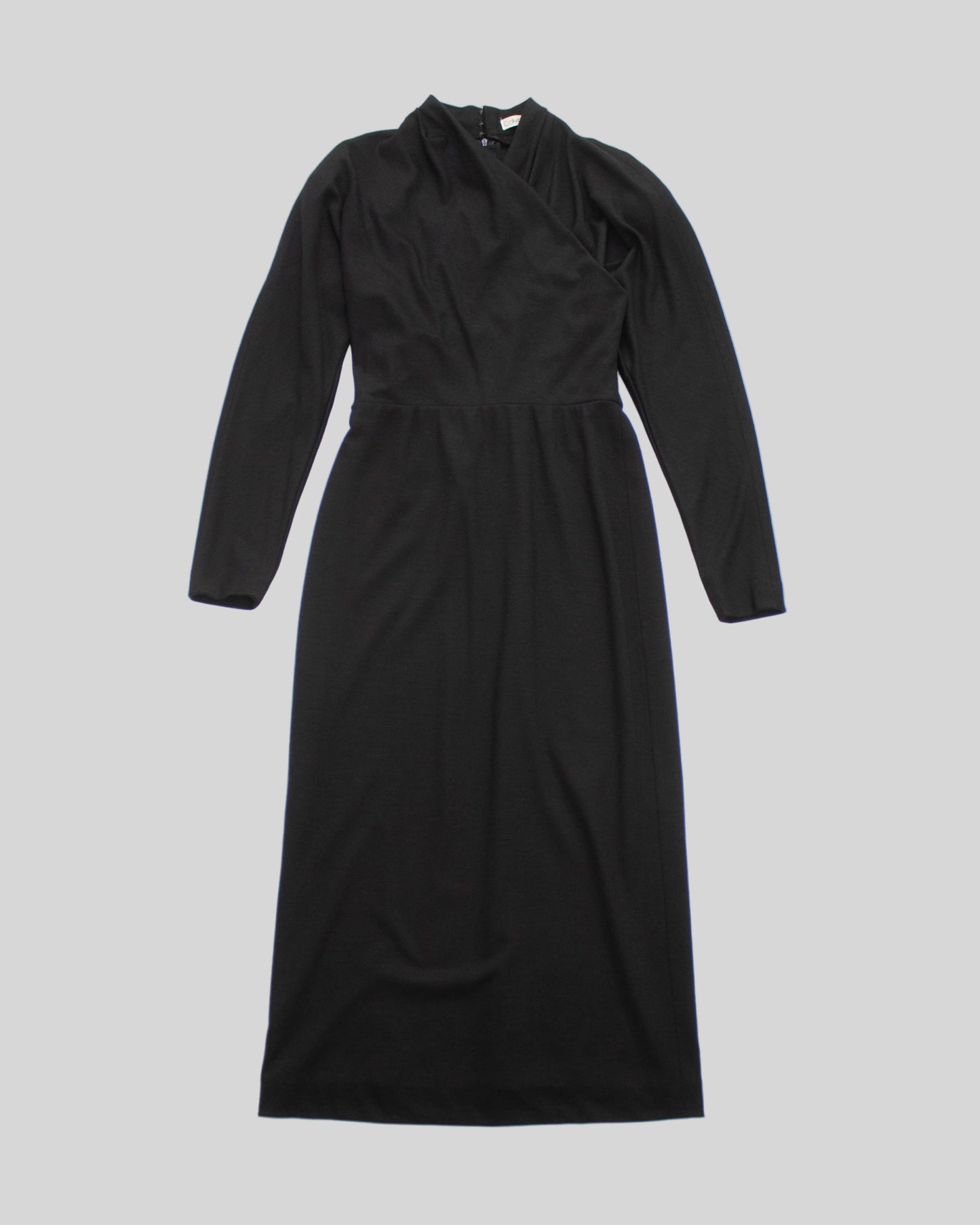  Calvin Klein Fall/Winter 1986 black midi runway dress flat view