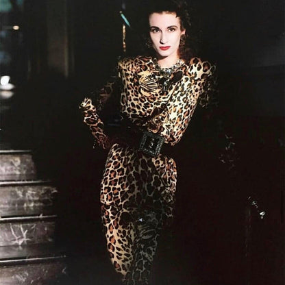 Vintage F/W 1986 Yves Saint Laurent Rive Gauche Iconic Leopard Print Silk Dress / XS