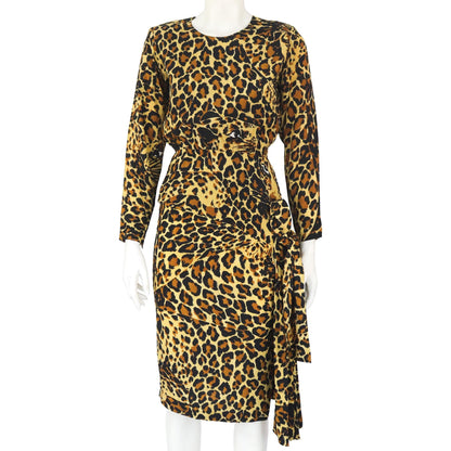 Vintage F/W 1986 Yves Saint Laurent Rive Gauche Iconic Leopard Print Silk Dress / XS
