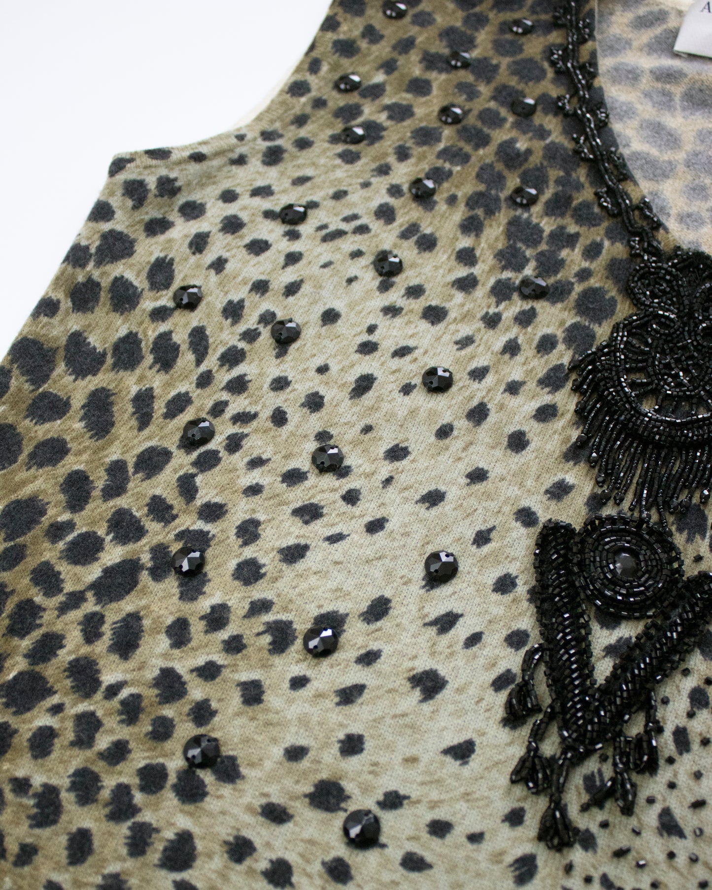 Vintage F/W 1994 Blumarine Anna Molinari Beaded Leopard Runway Tank Top / S-M