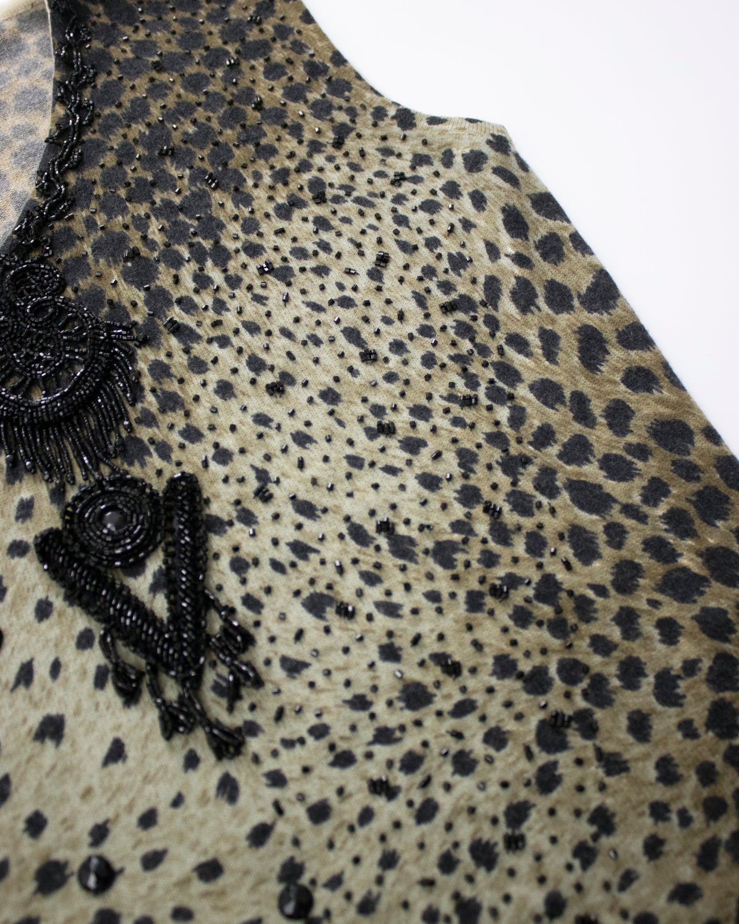 Vintage F/W 1994 Blumarine Anna Molinari Beaded Leopard Runway Tank Top / S-M