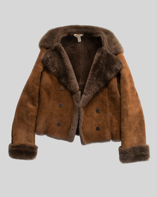 Vintage F/W 1994 Calvin Klein Collection Brown Lambskin Shearling Jacket / M